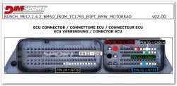 ECU connector with pinout for +12V, ground, CAN H, CAN L, GPT0, and GPT1, front view.