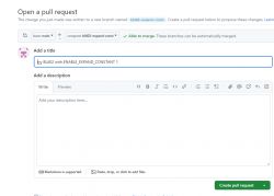 GitHub Pull-Request-Erstellungsoberfläche.