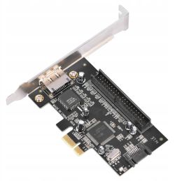 Kontroler PCIe z portami IDE i SATA na czarnym laminacie