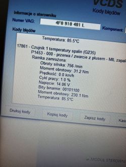 Audi A6 C6 3.0TDI BMK 2004 - Czujnik temperatury spalin