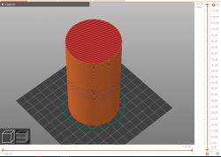 Model 3D cylindrycznego obiektu z wizualizacją wypełnienia.
