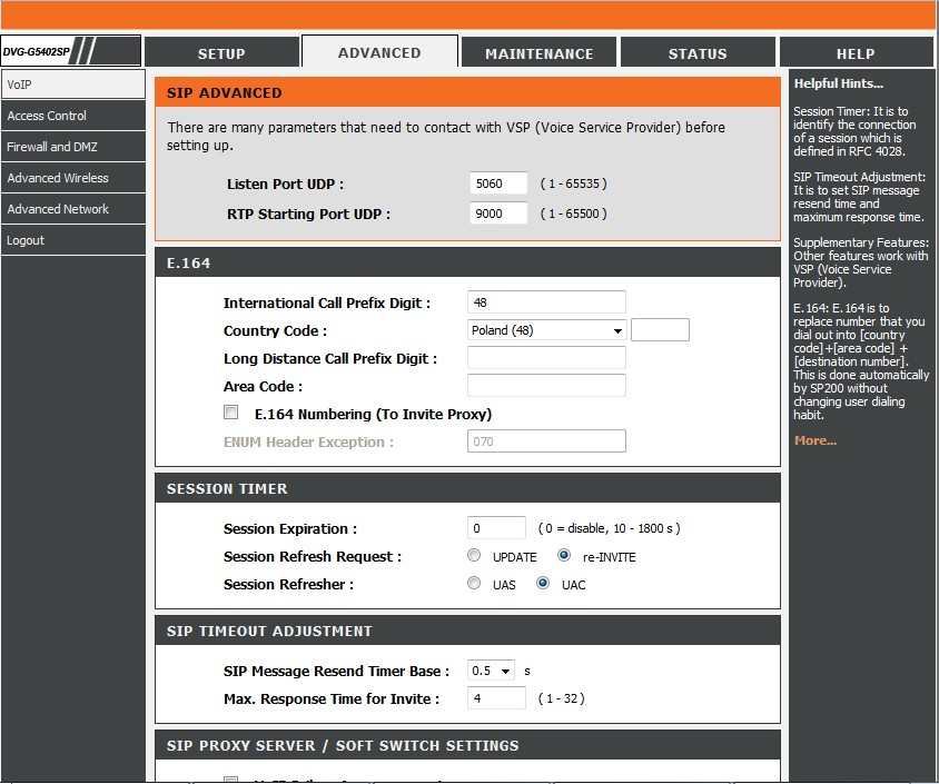 DVGG5402SP Router WiFi Konfiguracja VoIP elektroda.pl