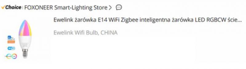 Image of Ewelink E14 WiFi Zigbee smart LED bulb with color-changing feature.