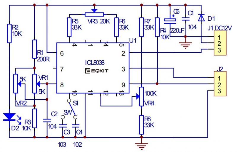 Prosty generator funkcyjny ICL8038 kit