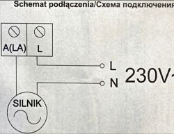 Schemat podłączenia turbiny z oznaczeniami elektrycznymi.