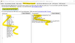 Screenshot of Easy Flasher software showing the extraction of configuration from a Tuya binary file.