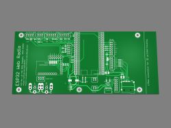 Rendered ESP32 Web Radio PCB on a gray background.
