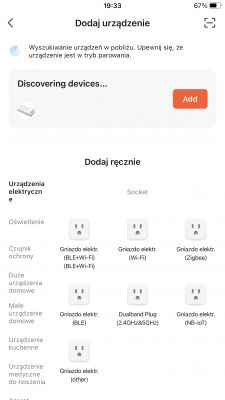 App interface for adding electrical devices.