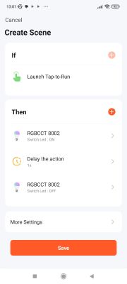 Creating a Scene in Tuya App Phone app screen for creating a scene.