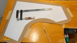 Bartop Arcade Machine Side Template Side template for a Bartop arcade machine on a workshop table.