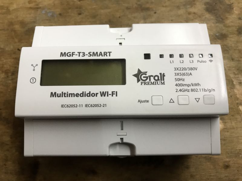 Smart energy meter MGF-T3-SMART with LCD display and control buttons