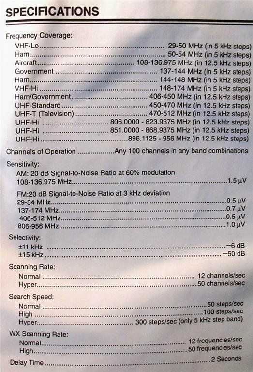 Radio Shack Pro 2040 VHF UHF Scanner Recieverr Manual