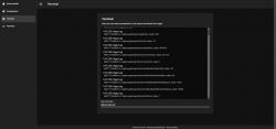 Screenshot of a device showing a terminal with application logs and a command input field.
