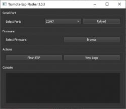 Screenshot of the Tasmota-Esp-Flasher 3.0.3 program with the user interface open.