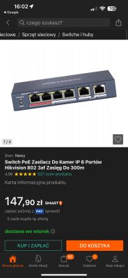 Kamery Hiloock IPC-T241H-C - niewykrywane przez switche PoE po montażu