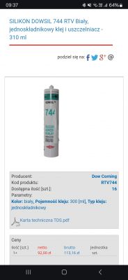 Biały silikon DOWSIL 744 RTV w tubie o pojemności 310 ml