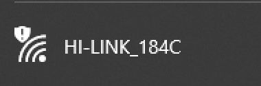 Wi-Fi network name HI-LINK_184C with signal and lock icon.