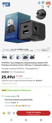 Wireless Smart USB Adapter SMATRUL on AliExpress Black SMATRUL Smart USB adapter with USB-A and USB-C ports, shown next to its blue product box.
