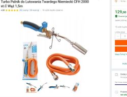 Palnik CFH 2000 z niebiesko-czarnym uchwytem i pomarańczowym wężem 1,5 m