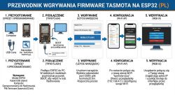 Illustrated step-by-step guide for flashing Tasmota firmware onto an ESP32