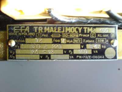 [Sprzedam] Transformator 230V/380V 12V/24V 180W