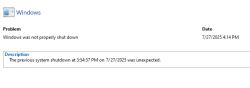 Raport systemu Windows z informacją o nieoczekiwanym wyłączeniu systemu
