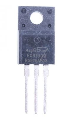 Tranzystor z trzema nóżkami i oznaczeniem Magic Chip 60R190C.