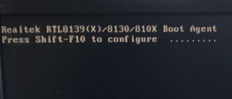 Boot screen showing “Realtek RTL8139(X)/8130/810X Boot Agent” message