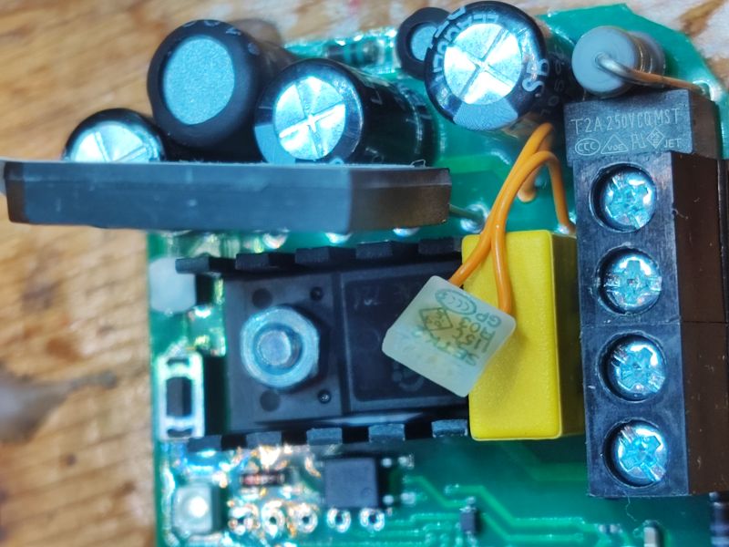 DIW-01 Dimmer Module - Interior View of the interior of a dimmer module with electronic components.
