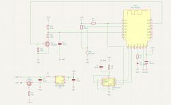 Electrical schematic diagram with various components.