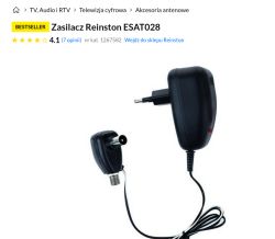 Zasilacz antenowy Reinston ESAT028 z wtyczką sieciową i końcówką F
