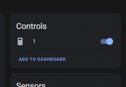 Control panel with a toggle switch to add to the dashboard.