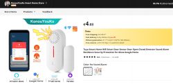 Tuya Smart Home: Door Sensor with Alarm Advertisement for Tuya Smart Home door sensor with mobile app and security features.
