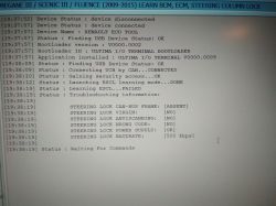 Megane III nie odpala, blokada kierownicy - błędy DTC, wymiana nieudana