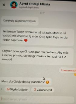 Zrzut ekranu rozmowy z agentem obsługi klienta na AliExpress.