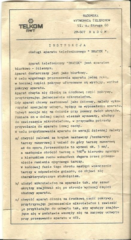 Instrukcja obsługi aparatu telefonicznego 