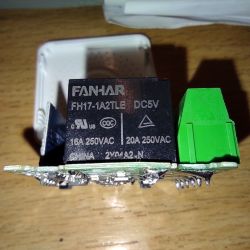 FANHAR Relay Module on Circuit Board Close-up of a FANHAR FH17-1A2TLE DC5V relay module mounted on a circuit board.