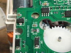 Close-up of Tuya Meter Circuit Board Close-up of the Tuya energy meter circuit board.