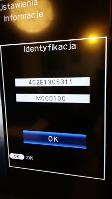 Zdjęcie ekranu z komunikatem identyfikacyjnym.
