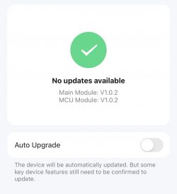 Screen displaying device software update information.