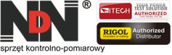 Logo NDN z nazwą firmy i logotypami autoryzowanych dystrybutorów ITECH i RIGOL
