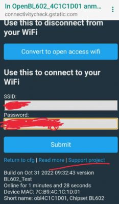 Tasmota replacement for BL602, programming, pairing with Home Assistant, now with OTA working!