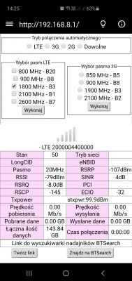Huawei B818 + CyberTech antena zewnętrzna: Słaby sygnał na pasmach B3 i B1 - Orange