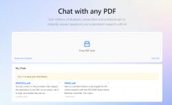 ChatPDF.com user interface with a PDF file drop area