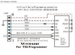 Schemat połączenia ISP dla programatora XGecu T56 i pamięci EEPROM SPI.