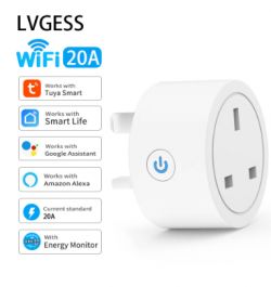 LVGESS Smart Plug WiFi 20A White LVGESS smart plug with WiFi function and 20A capacity.