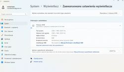 Zrzut ekranu ustawień zaawansowanych wyświetlacza dla monitora Samsung Odyssey G65B.