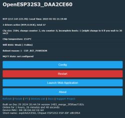 OpenESP32S3 interface with system information.