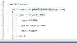 C# code with a class definition and getConfigLocation method.