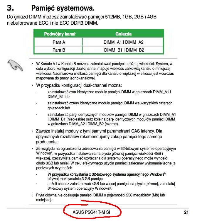 ASUS P5G41T-M SI - Czarny ekran po dodaniu 2x2GB RAM, BIOS ustawienia?